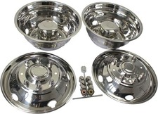 1999-2002 Ford F450 F550 19.5 8 Lug Bolt On Dual Wheel Simulators Set Hubcaps
