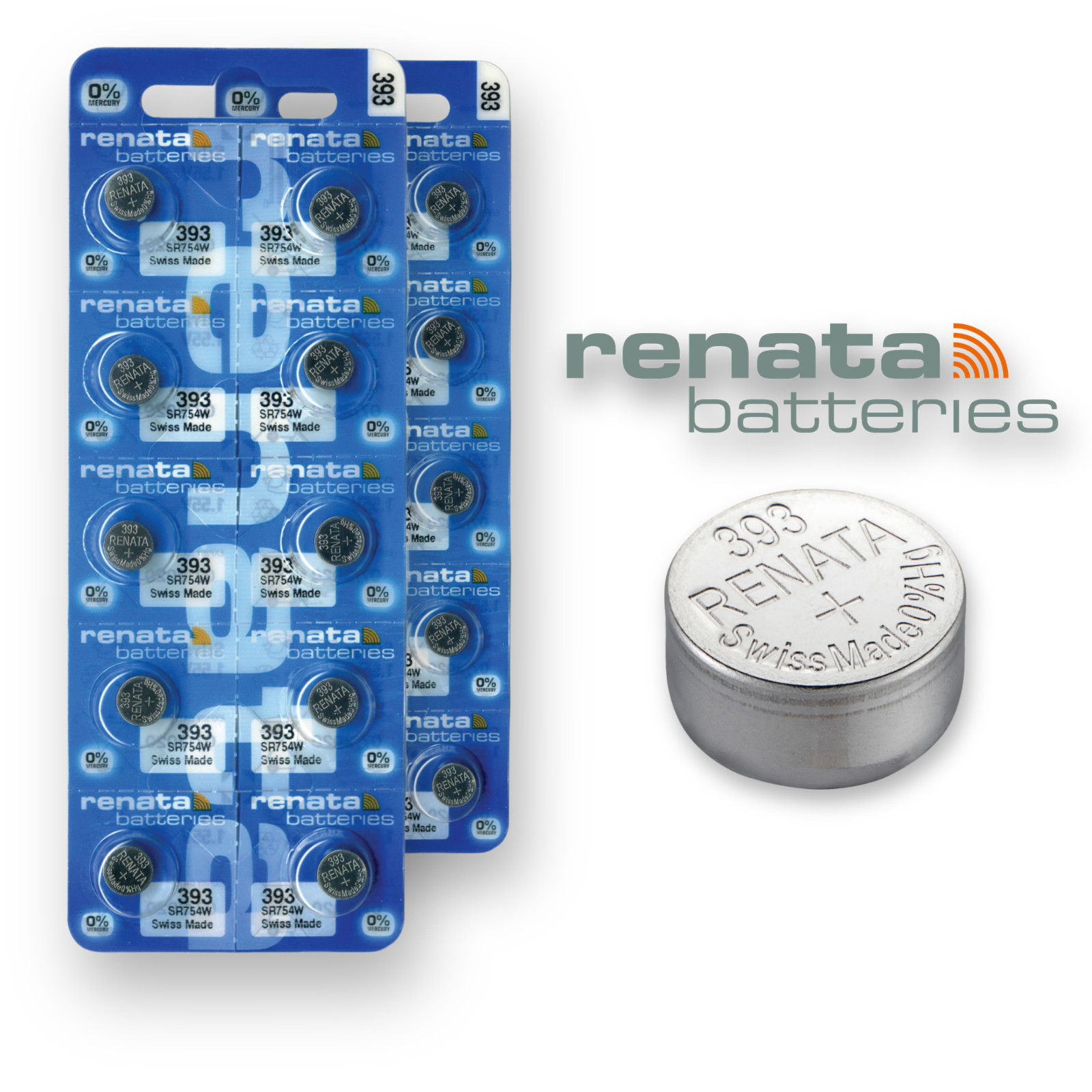 393 SR754W RENATA Watch Battery Coin Cell 1.55V Silver Oxide *EXPIRY 07/2027*