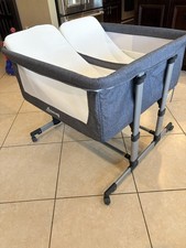 Thoming Double Baby Bedside Sleeper Gray Portable Breathable Mesh Side