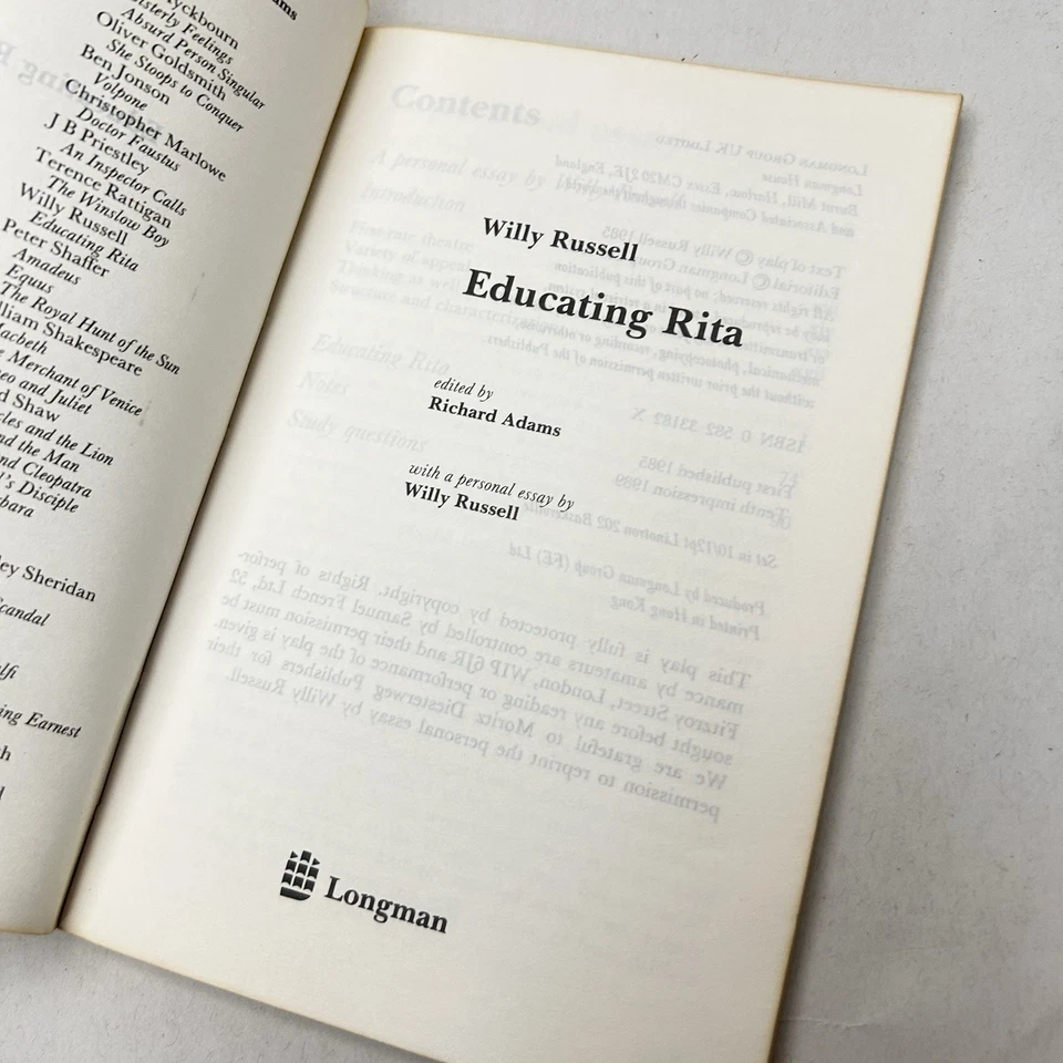 Educating Rita by Willy Russell Longman Study Texts Paperback English Literature - Image 3 of 4