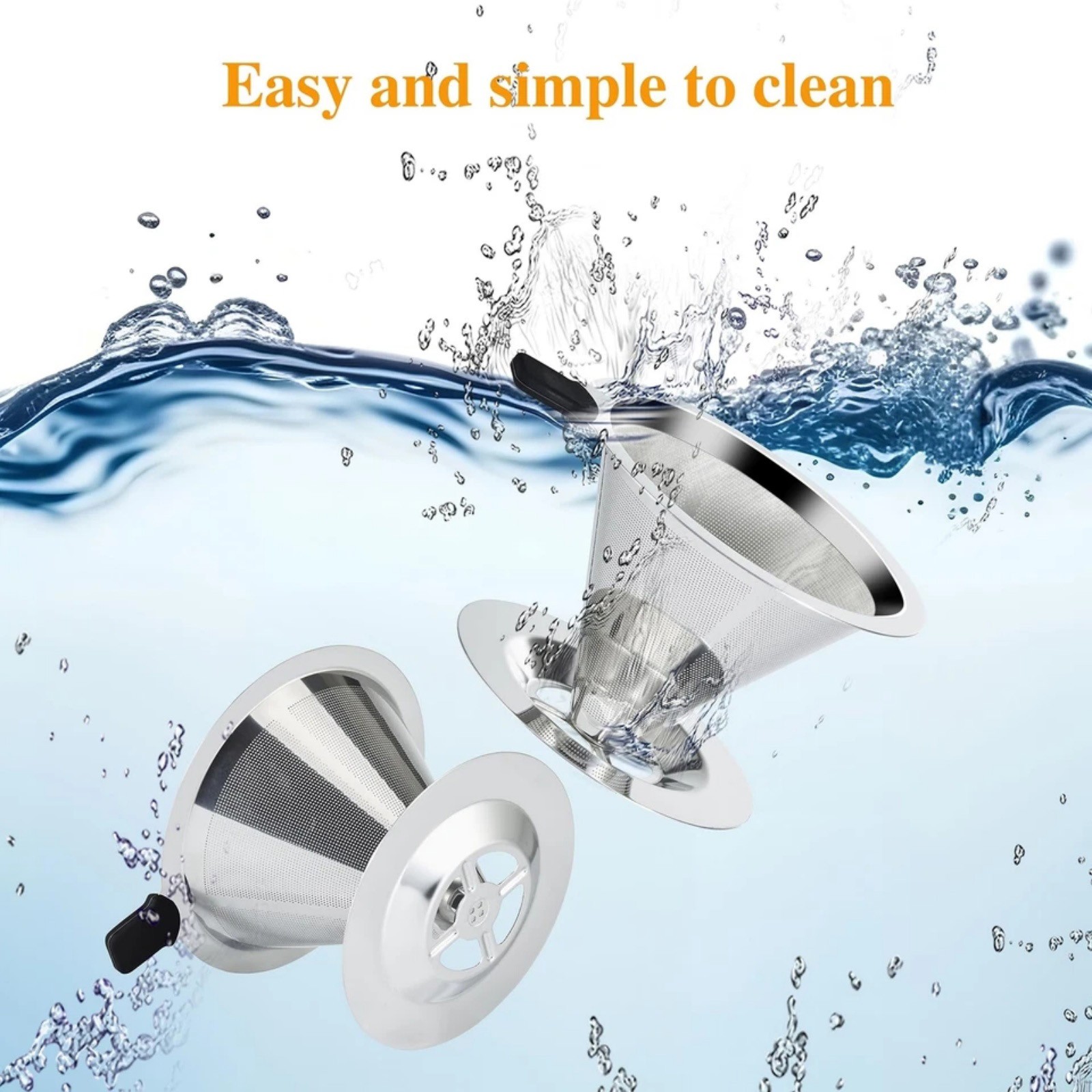 Paperless Pour Over Dripper 304 Stainless Steel High Density Filter Retains Oil