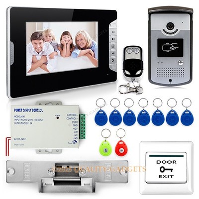 Verdrahtete Türsprechanlage 7'' LCD Monitor Mit Silberer Taste+ 12V Strike Lock