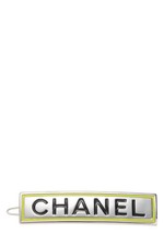 Chanel Silver Yellow Logo Barrette - WGACA
