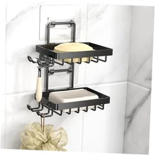  Double Soap Bar Holder for Shower, No Drilling, 304 Stainless Steel, 2-T Black