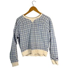 Champion Mens Blue White Grid Check Raglan Sweatshirt Size Medium Authentic