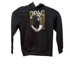 Cross Colours 2Pac Shakur Hoodie Men M Black Graphic Rap Streetwear Sweatshirt