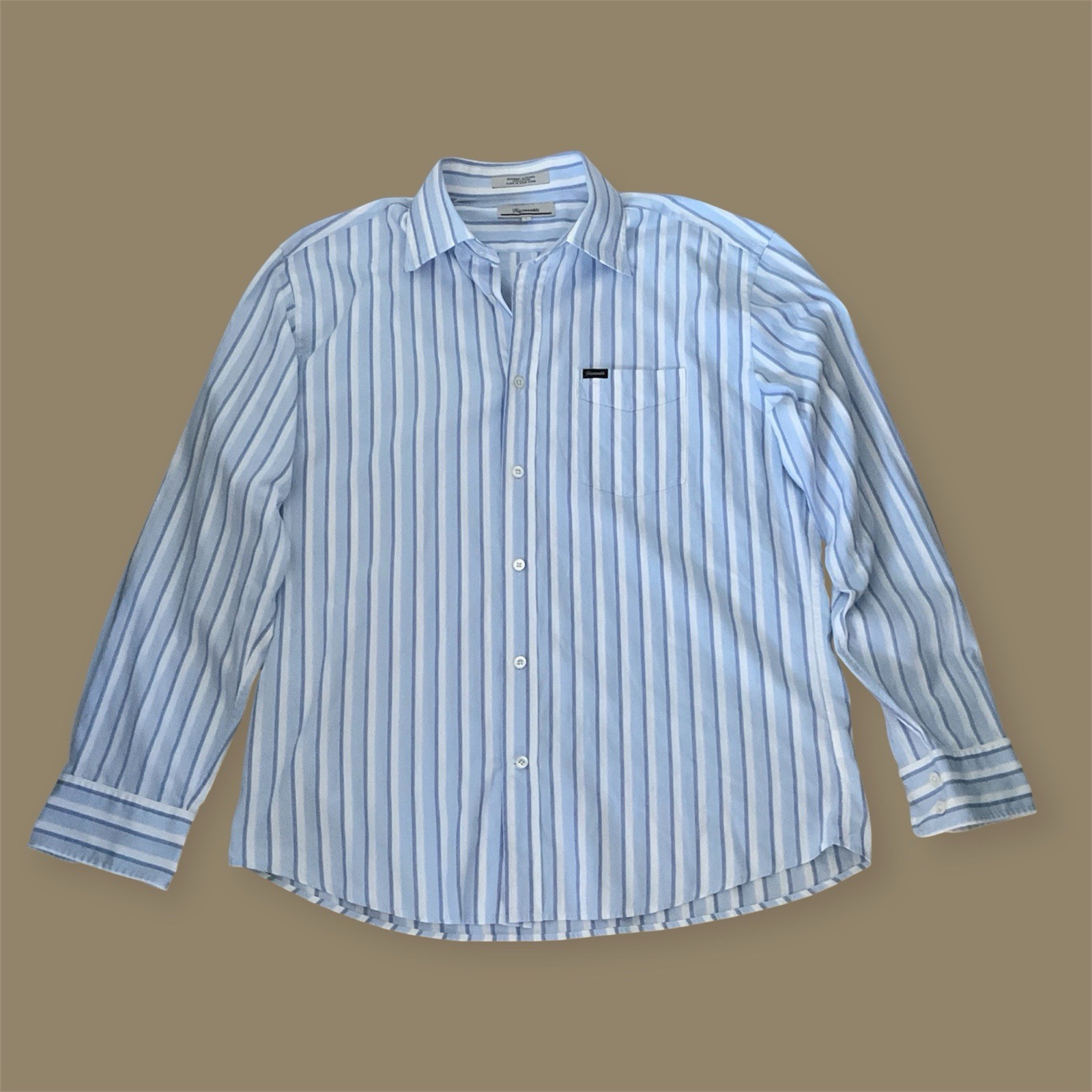 Faconnable Blue Stripes Button Down Long Sleeve S… - image 10