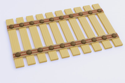 Rustic Western Full Bed Slats with Burlap Webbing & Decorative Tacks 2.5'' Space