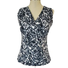 Jones Studio Separates Babydoll Top S Geometric Print Y2k Preppy Career