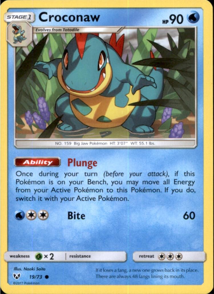 Croconaw 19/73 Common Shining Legends Pokemon Near Mint