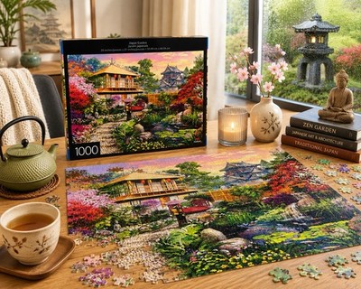 Cardinal Japan Garden 1000 Pc Puzzle Koi Pond Pagoda Sealed MPN 6060842