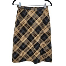 Vintage 80's Casual Corner Skirt 4 Brown Plaid Aline Academia Grunge Schoolgirl