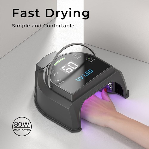80W Professional Cordless UV LED Nail Lamp, UV Lights for Nails with 45 Beads... - Picture 2 of 7