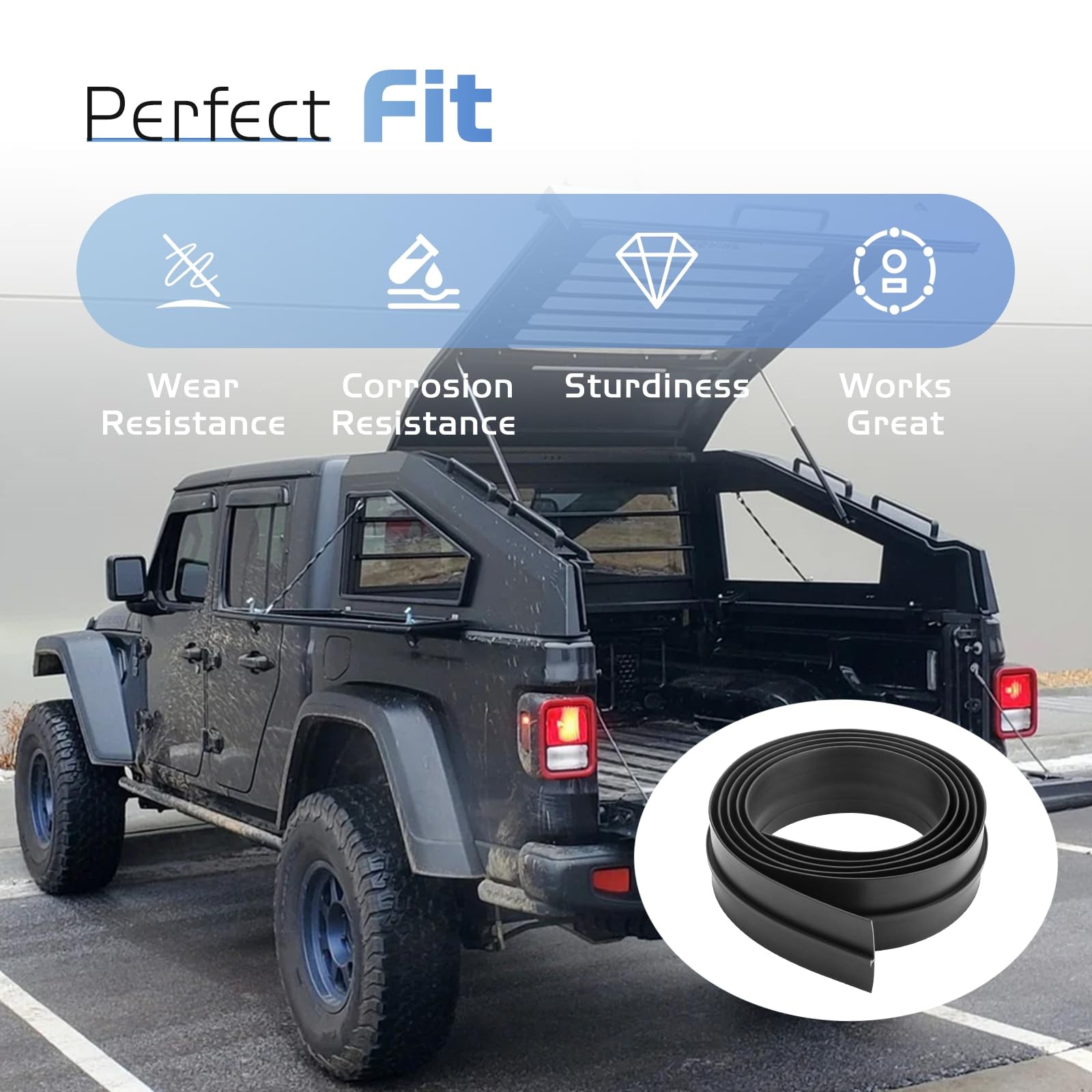 6 FT Truck Cap Rubber Weather Seal, Double Leaf Bottom Rear Door Frame Seal S