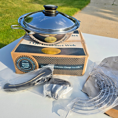 NEW! Saladmaster 3 Qt  316TI WOK Stainless Steel Cookware Pan in Box! Limited Ed