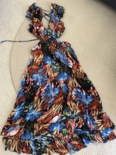 Tropical Print Low Cut, Cutout Maxi Sundress Size Medium