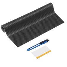 1Set 12" x 5ft PET Carbon Fiber Vinyl Wrap with Scraper, Black