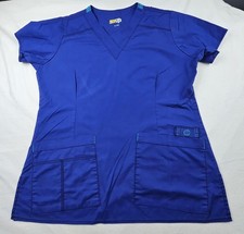 Wonderwink Flex Scrub Top Womans Size Small Blue V-neck Pit To Pit 19in