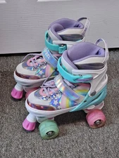 Girl's SULIFEEL Rainbow Unicorn 13C-3Y Size Adjustable Light up Roller Skates
