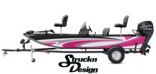 Pink Grey Curved Waved White Fishing Boat Wrap Abstract Fish Decal US Vinyl