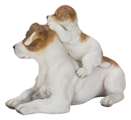 Mom & Baby Jack Russell Dog Garden Statue Yard Lawn Garden Decor Medium Size - Picture 6 of 7
