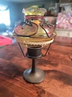 Vintage ENESCO Black Cast Iron/Tiffany Style Glass Shade Tea Light Candle Holder