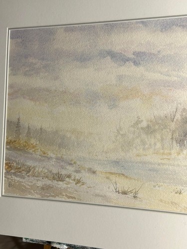 Original Art CHRIS ISKIW 12x16 - Watercolor Painting- Winter ,river COA - Picture 6 of 9