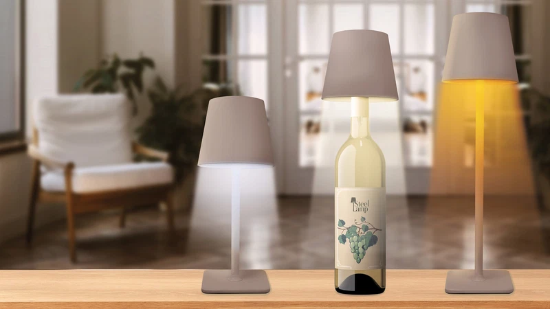 Lampada da Tavolo Ricaricabile IP44 Outdoor con Tappo Bottiglia Luce Aperitivo