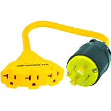 L14-30 to 5-20R 3-Way Splitter Generator Power Cord Adapter 30A to 20A/125V