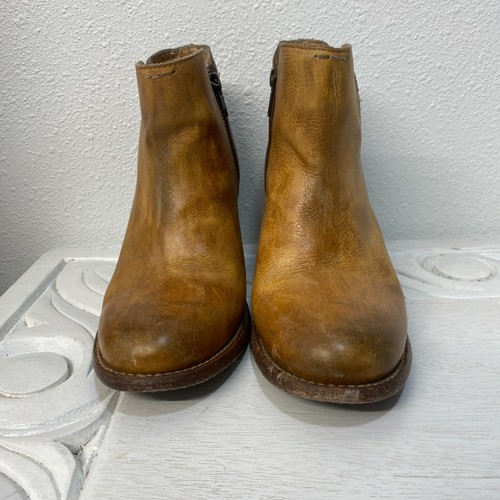 Bed Stu Womens Yell US Size 7 Leather Ankle Boots Brown Two Toned Side Zip - Picture 1 of 11