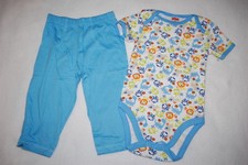 Baby Boys Outfit BABY ANIMALS PLAYING SPORTS BODYSUIT TEE Lt Blue Pants 6-9 MO