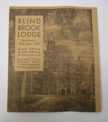 NY HERALD TRIBUNE  - Blind Brook Lodge / Rye, NY -Rent Ad / 4.25x5 - 1931