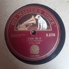Myra Hess ‎– Elves - Op. 17 / Album Leaf  HMV B.8758  - 78rpm Shellac 10"