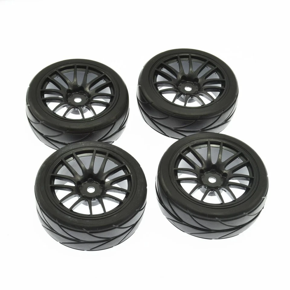 4Pc 12mm Hex Rubber Tires&Wheel Rim For HPI HSP On-Road RC Buggy Car Flat Racing - Image 4 of 4