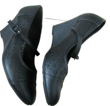 SCARPE CON ZEPPA MARY JANE IN PELLE NERA SIMPLY BE UK 7 D ECCELLENTI #9*