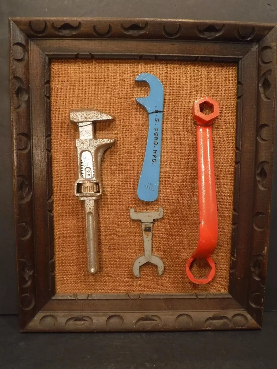 Antique Real Original Antique Tools Mounted On Framed Board Hand Home Made Item