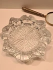 Blenko Vintage 8" Heavy Glass Ashtray / Pressed Flower Motif