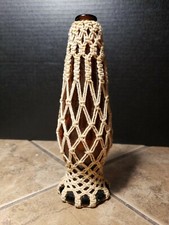 Vintage Macrame Over Amber Michelob Beer bottle Bud Vase 9.25"