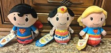 3 HALLMARK ITTY BITTY SUPERMAN WONDER WOMAN SUPERGIRL Plush DC Superhero Comics