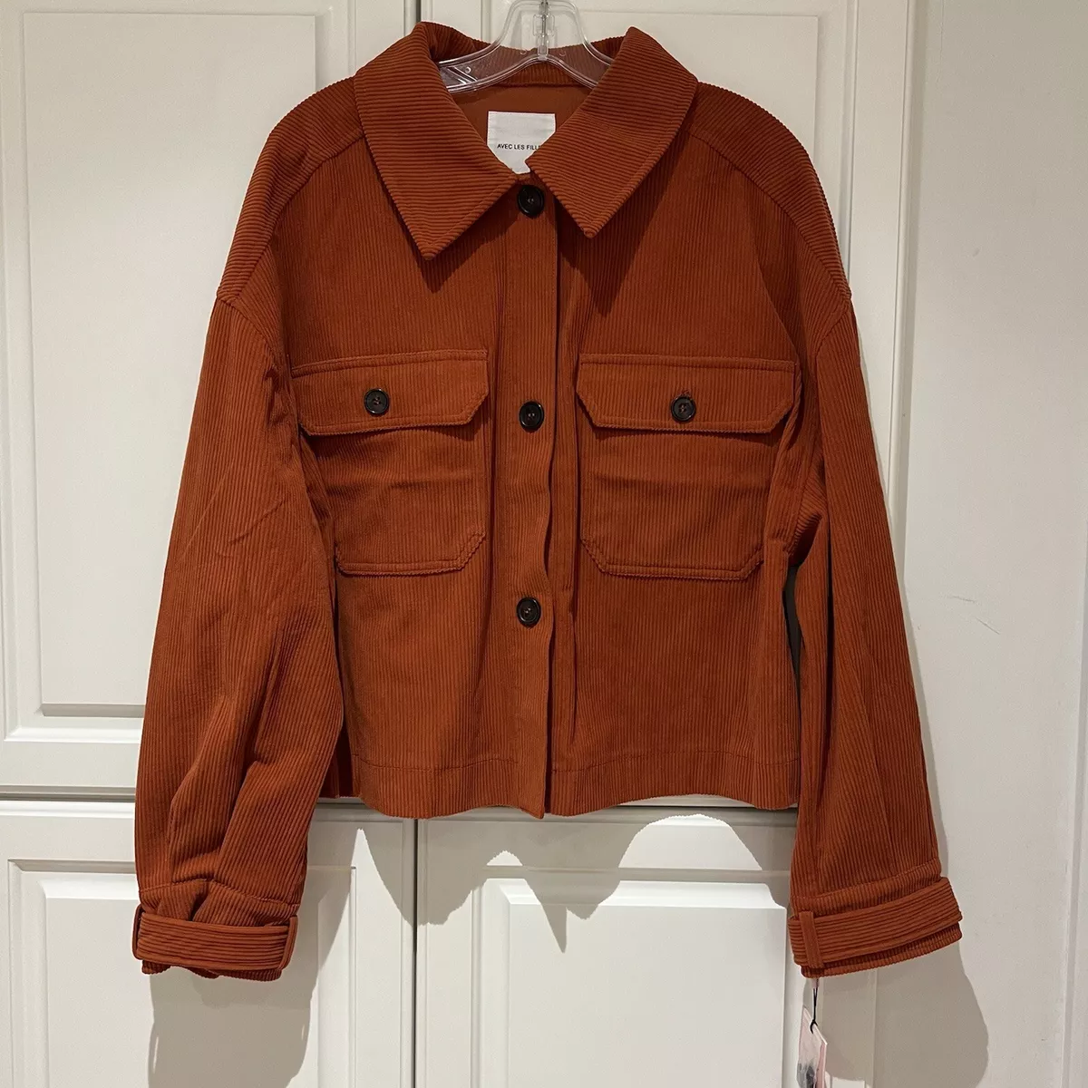 Avec Les Filles Shacket Corduroy Size Large Burnt Orange Jacket