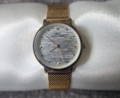 Ibso Boerni Albisino Womens Stainless Steel Gold Watch Adjustable Silver Faced