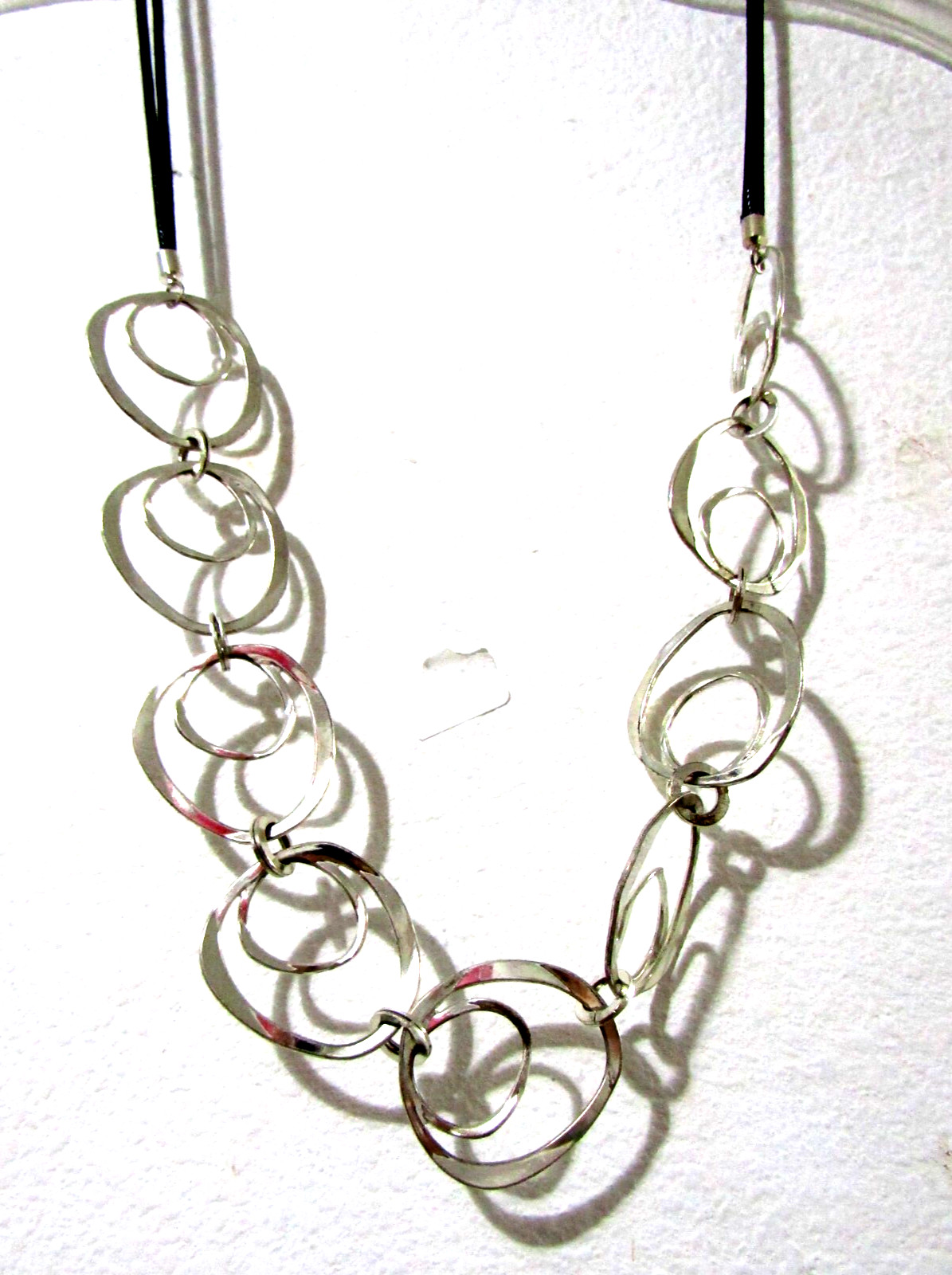 Circle Link Chain Statement Necklace Silver and L… - image 4