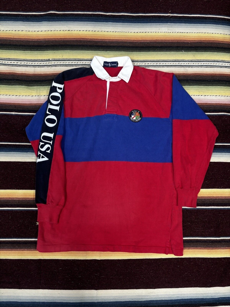 POLO USA Ralph Lauren 80s vintage cookie patch rugby shirt M POLO USA Ralph Lauren 80s vintage cookie patch rugby shirt M