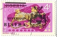 OOS Biafra #Mi8 CTO 1968 Sovereign Overprints Cheetah 8