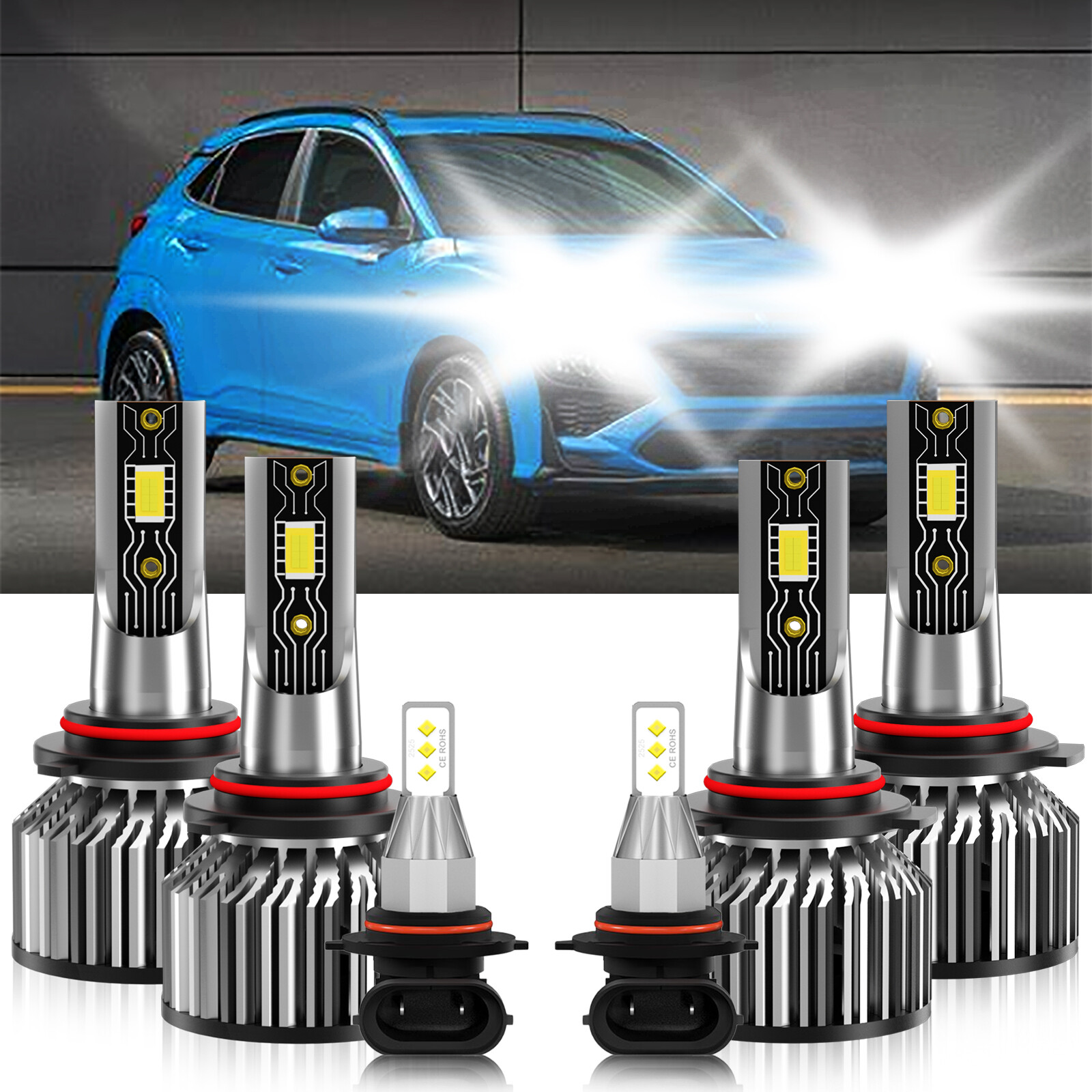 For Hyundai Kona N 2023-2023 LED Headlight Kit+Fog Light Bulbs Combo White 6500K