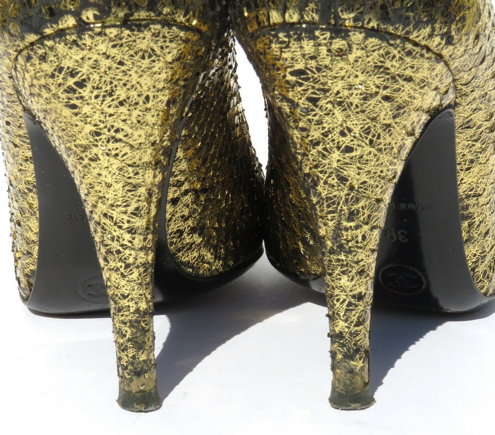 CHANEL Metallic Gold Python Snakeskin Leather CC … - image 11
