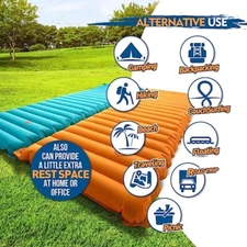 ZoooBeLives AirLive2000 Air Sleeping Pad Built In Pump Fantasy Blue Sunny Orange