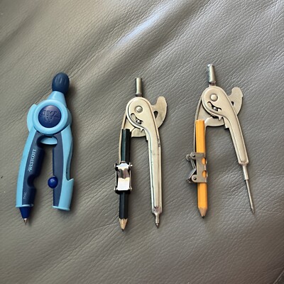 3 Compass Instruments-2 Silver & 1 Westcott Soft Touch Blue