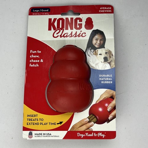 KONG klassisches großes/großes Hund Gummi Kauspielzeug - rot Made in USA