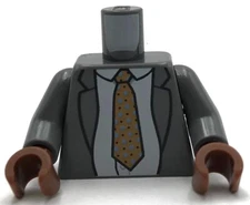 Lego New Dark Bluish Gray Torso Suit Jacket White Shirt Medium Nougat Tie Part
